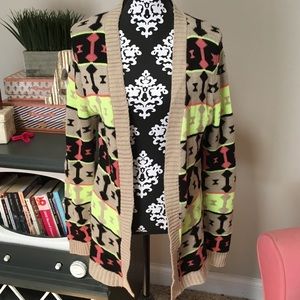 Full Tilt Fluorescent Tribal Cardigan, Size L